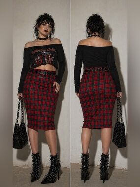 NWT Preston & Young Taylor Tartan Plaid Midi Skirt Size 18